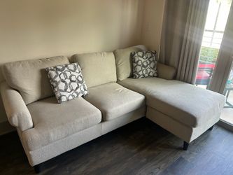 Beige Fabric Sectional Sofa with Chaise