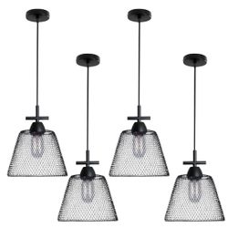 4 packs Iron Metal Mesh Cage Pendant Lanterns , Industrial Suspension Lamps