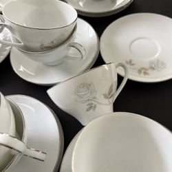 Set Of 10 Noritake Vintage Teacups With Saucers