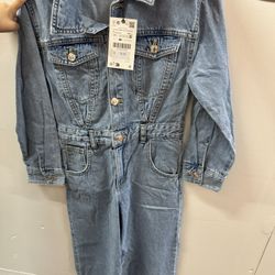 New Girls Zara Denim Romper Size 9Y