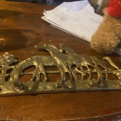 Vintage Brass  Key Hook And Horses 