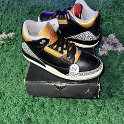 Jordan 3 Black Cement Gold 