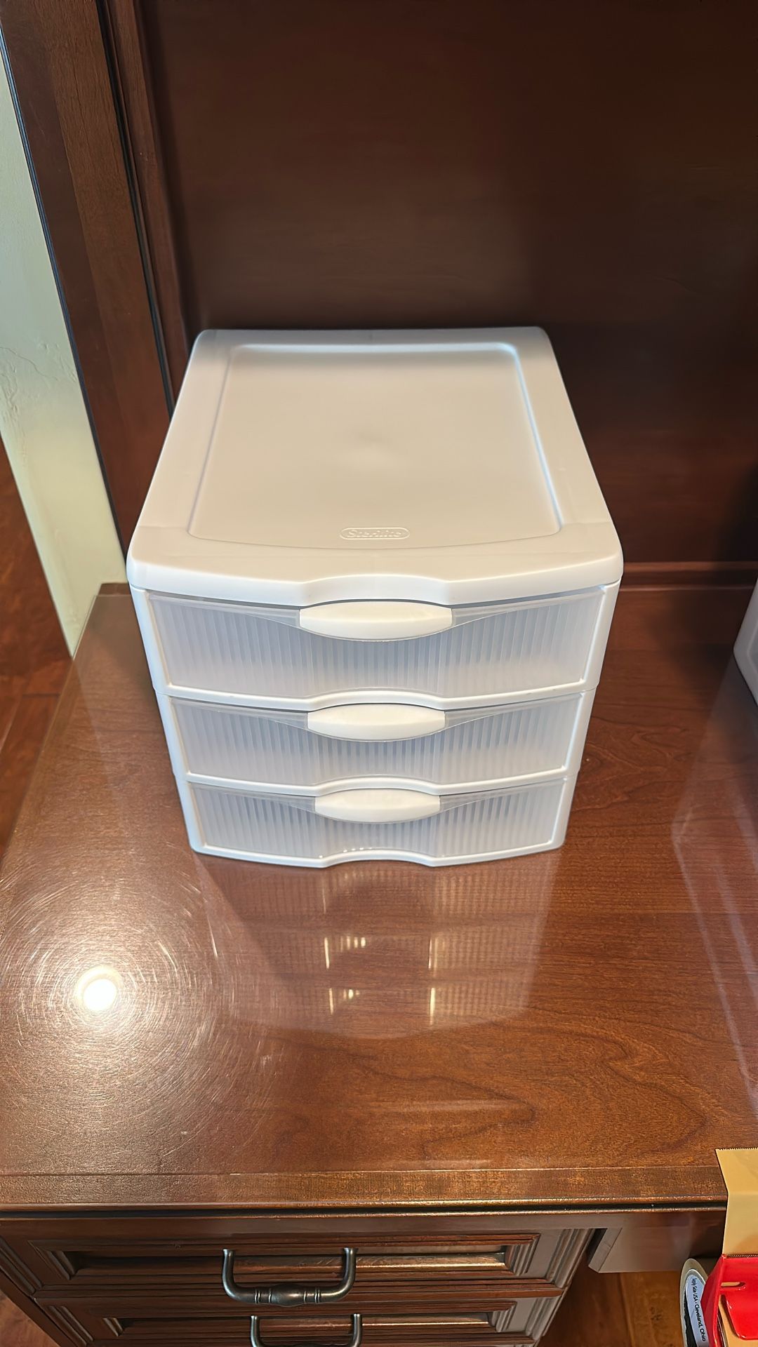 Six 10x10.5x12.5” 3-drawer Plastic Organizers