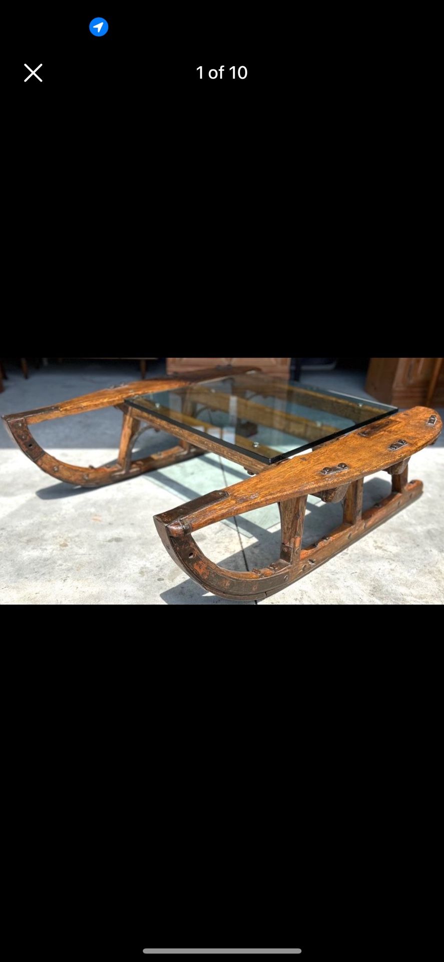 Antique Circa 1850's Logging Sled Converted Into a Coffee Table
