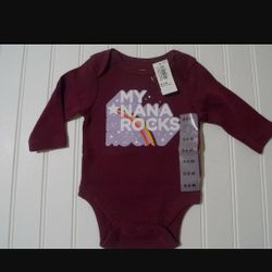 NWT Baby Girl Onesie Bodysuit Old Navy MY NANA ROCKS Burgundy Bodysuit 

