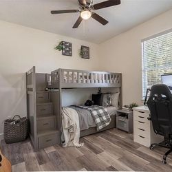 Gray Bunk bed With Storage
