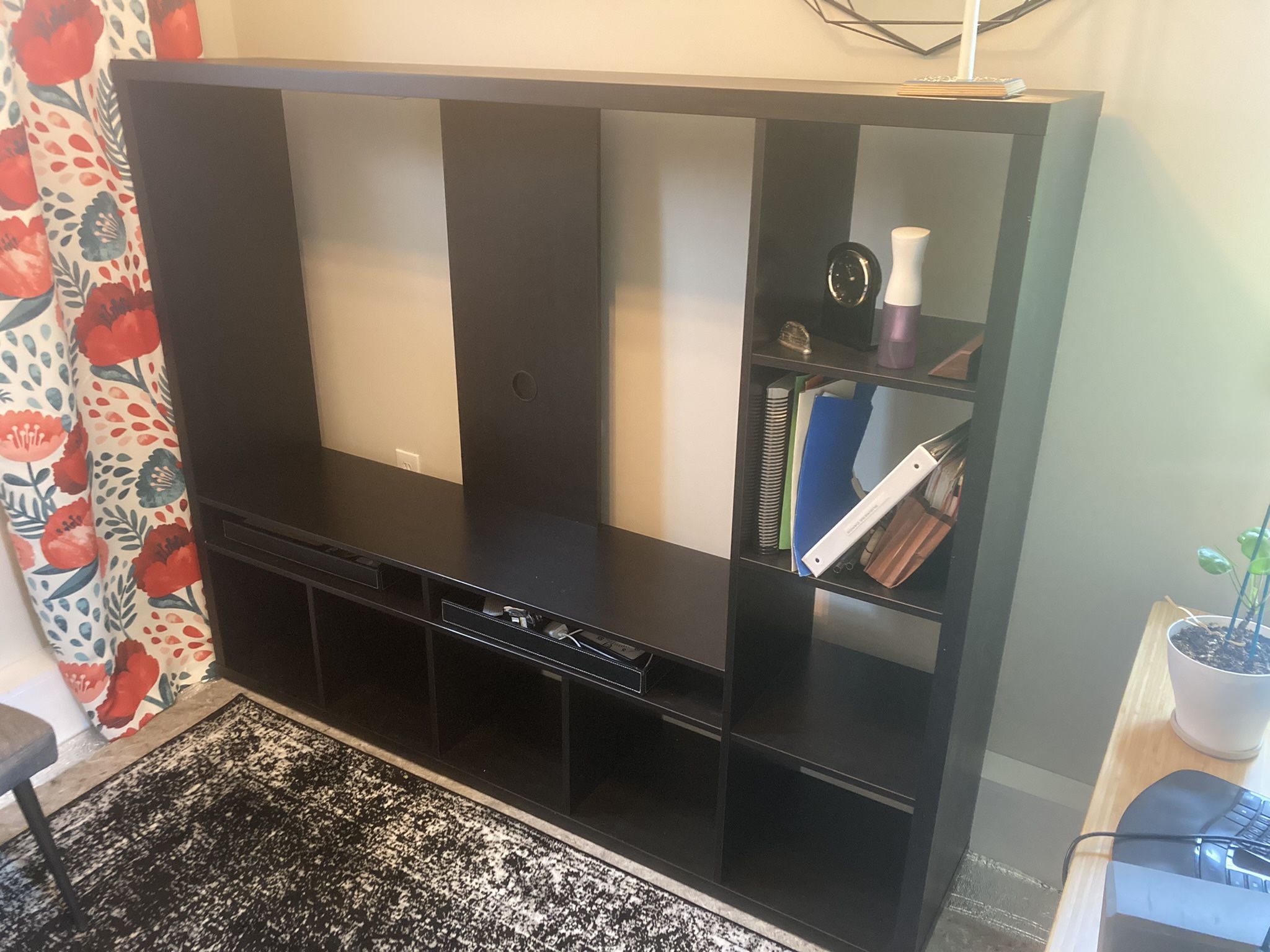 Black IKEA Media/TV Stand With Cube Storage