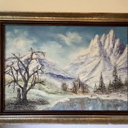 HUGE Vintage Painting from 1977 Signed and Framed Oil Painting