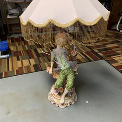 Antique Capodimonte Boy Lamp