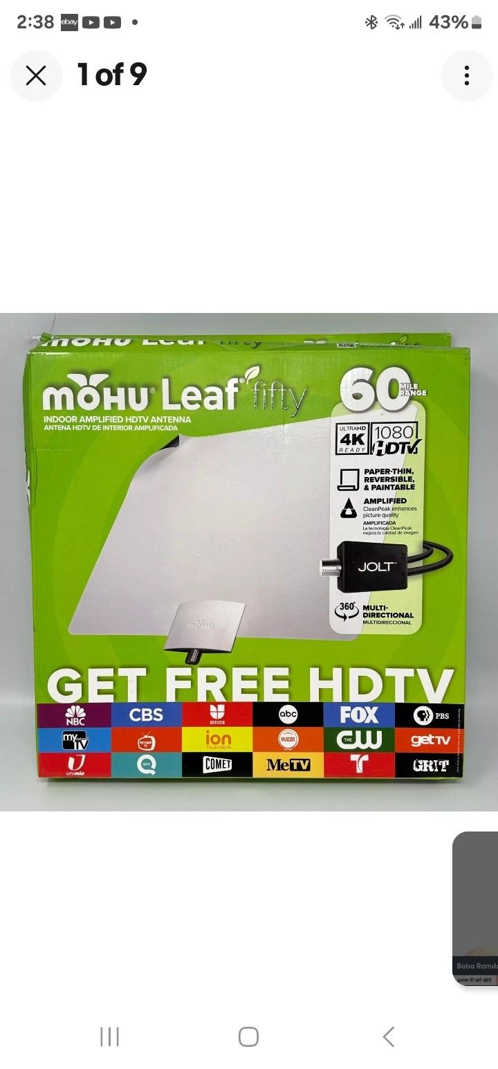 Mohu Leaf Amplified Indoor HDTV Antenna, 60 Mile Range 94 Out Of Top 100 TVShows