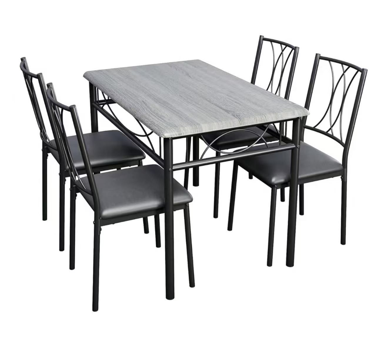 🔥🔥Dining Table Set for 4,Modern Kitchen Table and Chairs Set, Metal Frame Rectangular Dining Room Table Set with 4 Upholstered Chair, Small Dining T