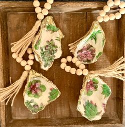 Handmade oyster shell ornaments – succulent flowers/host hostess gift/dinner party decor
