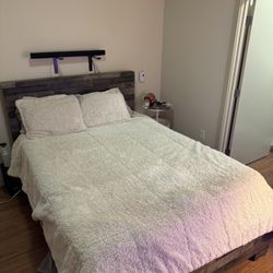 Grey Scale Wood Bed Frame 