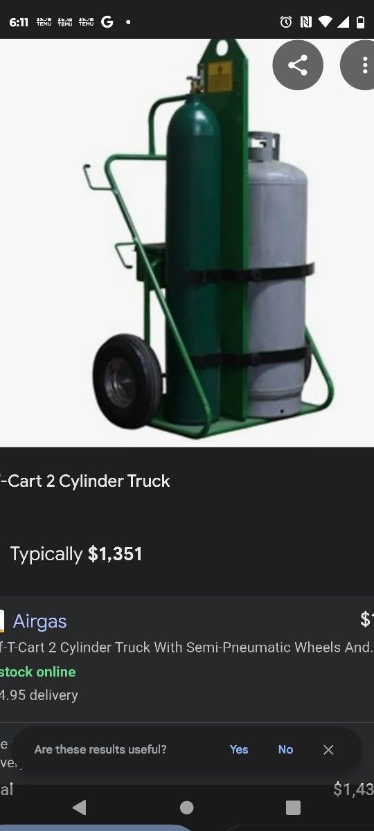 Oxygen And Acetelyne Tanks W/Cart