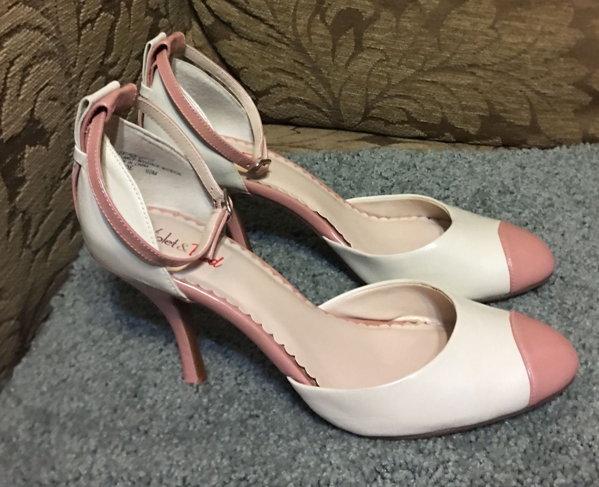 Stilettos Violet and Red Pink and cream heels size 9.5 M