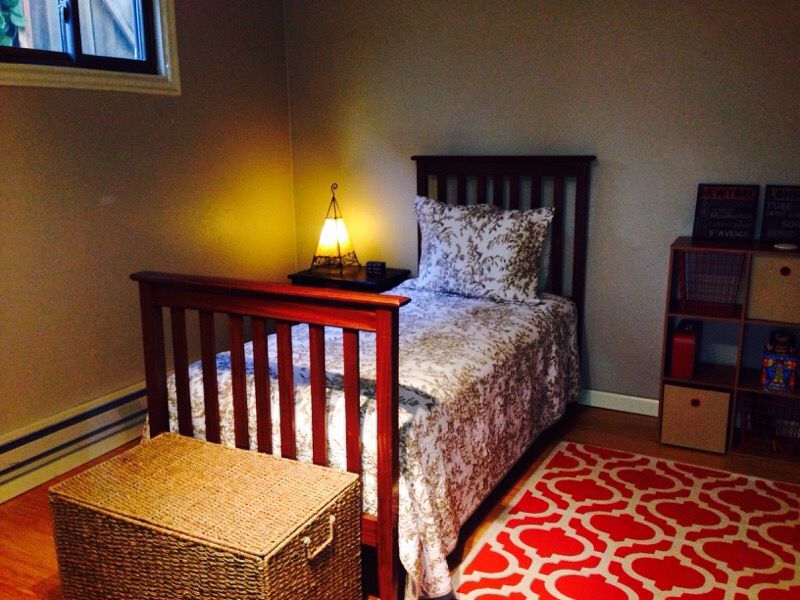 Antique VONO bed-frame, brand new Beautyrest mattress and Laura Ashley quilt and sham