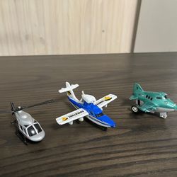 2 Airplanes, 1 Helicopter Lot (Hot Wheels, Matchbox)