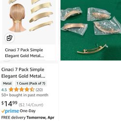 New Cinaci 5 Pack Simple Elegant Gold Metal Clips 