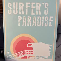 Amazing Vintage “Surfer’s Paradise” XXL Metal Artwork! 