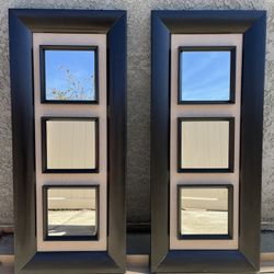 3 Mirror Espresso Finish Wall Decor Set Of 2