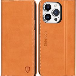 Iphone 15 Pro Leather Case With Protection Shield