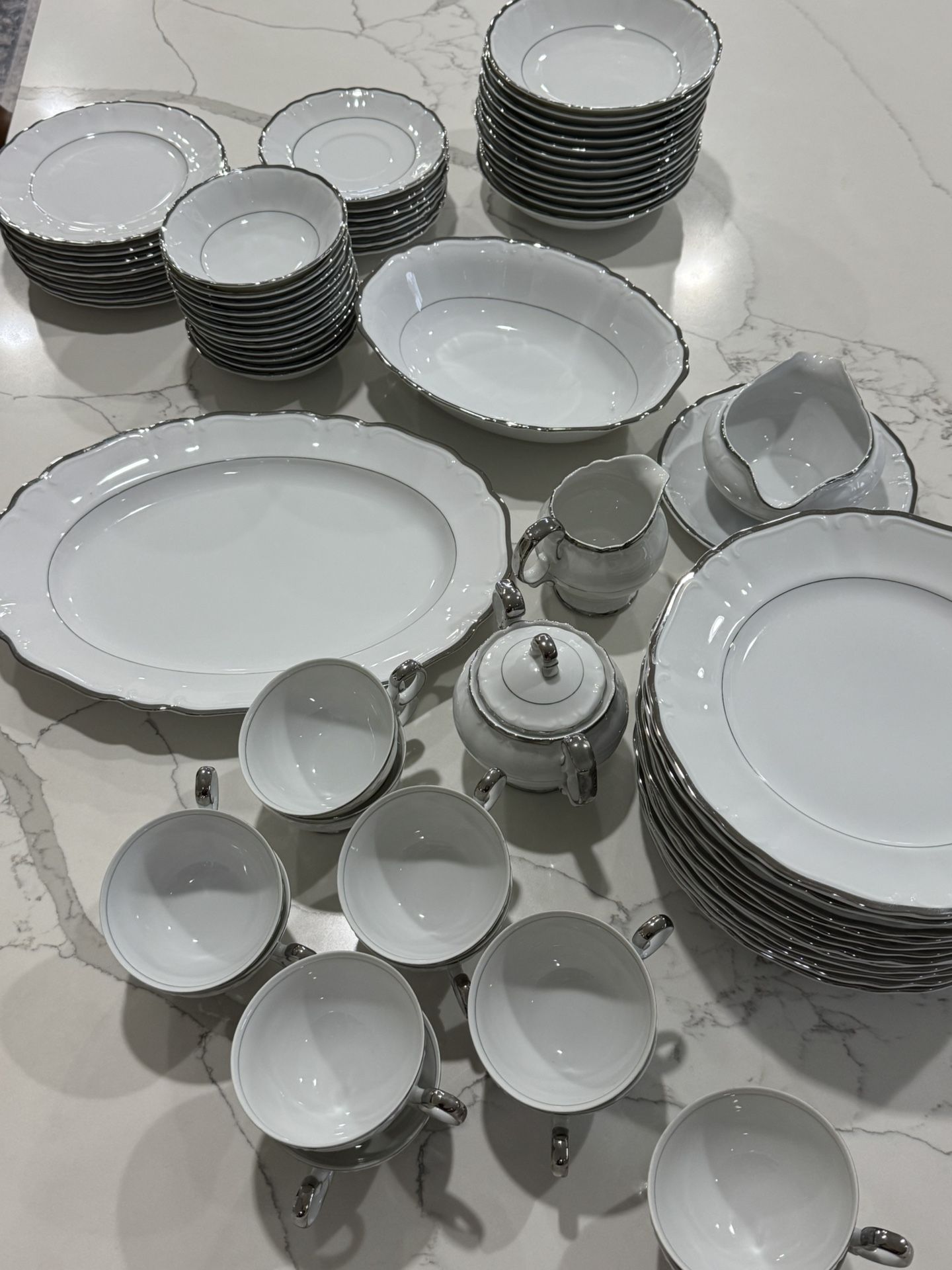 Harmony House Silver Sonata Fine China Dishes 