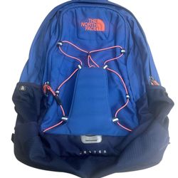 The North Face Jester Backpack Blue orange  School Hiking Camping Traveling Bag