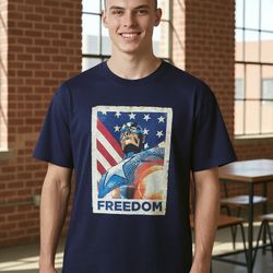 Vintage Shirt Mens Medium Blue Captain America Marvel Comics Graphic EUC