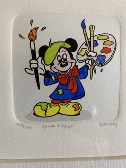 Mickey the painter, hand painted etching, signed and numbered