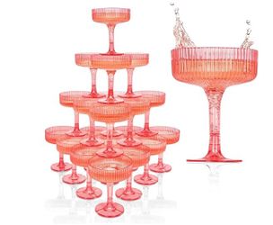 20 Acrylic Champagne Tower Flutes 7oz *NEW*