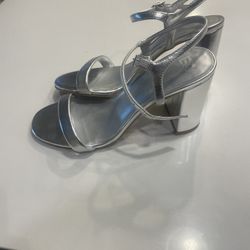 BP Lexy Silver Metallic Women’s Heel Strappy Shoe, Size 7 Retails $35 New