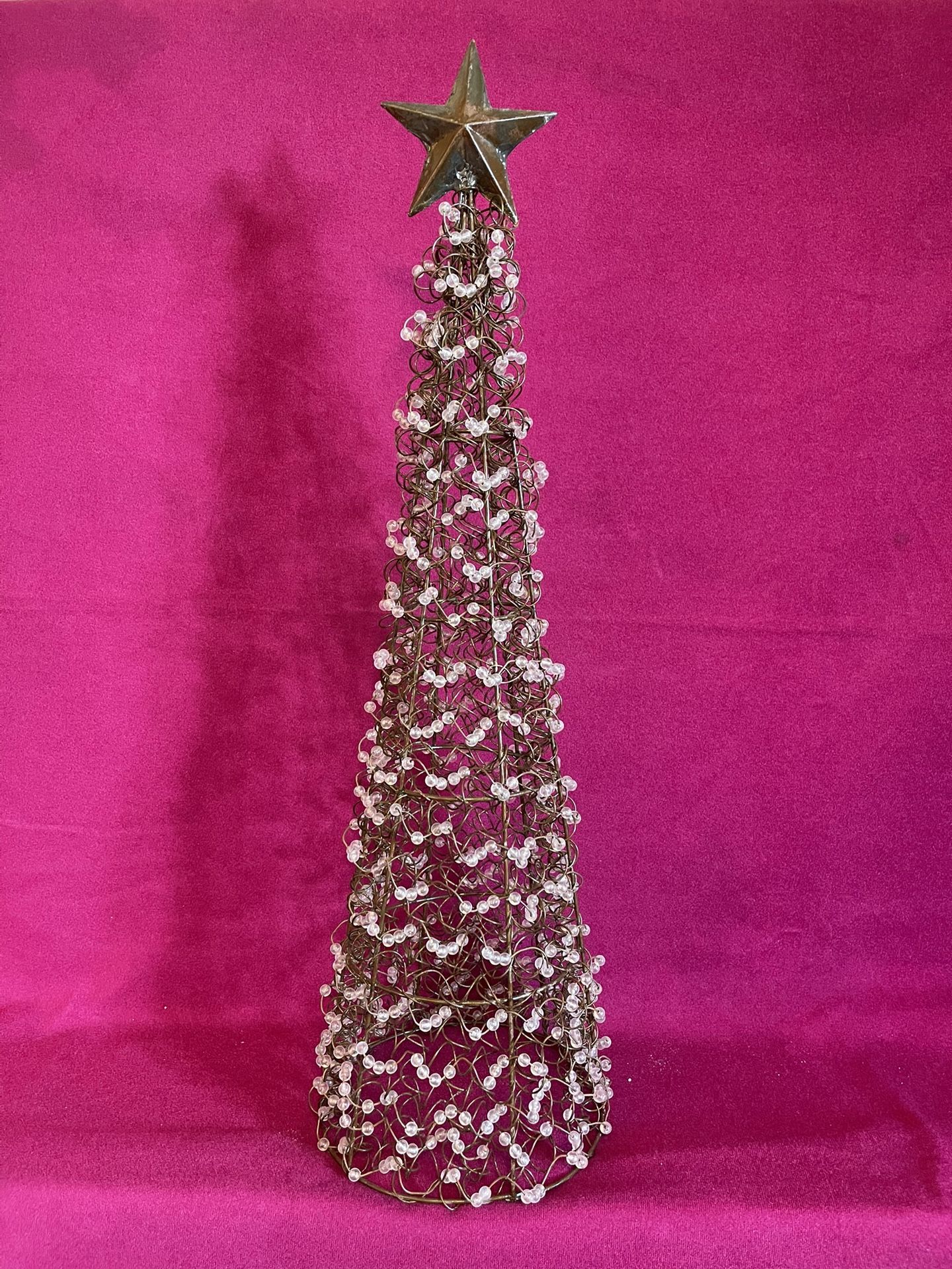 Vintage Wire Beaded Christmas Tree 21”