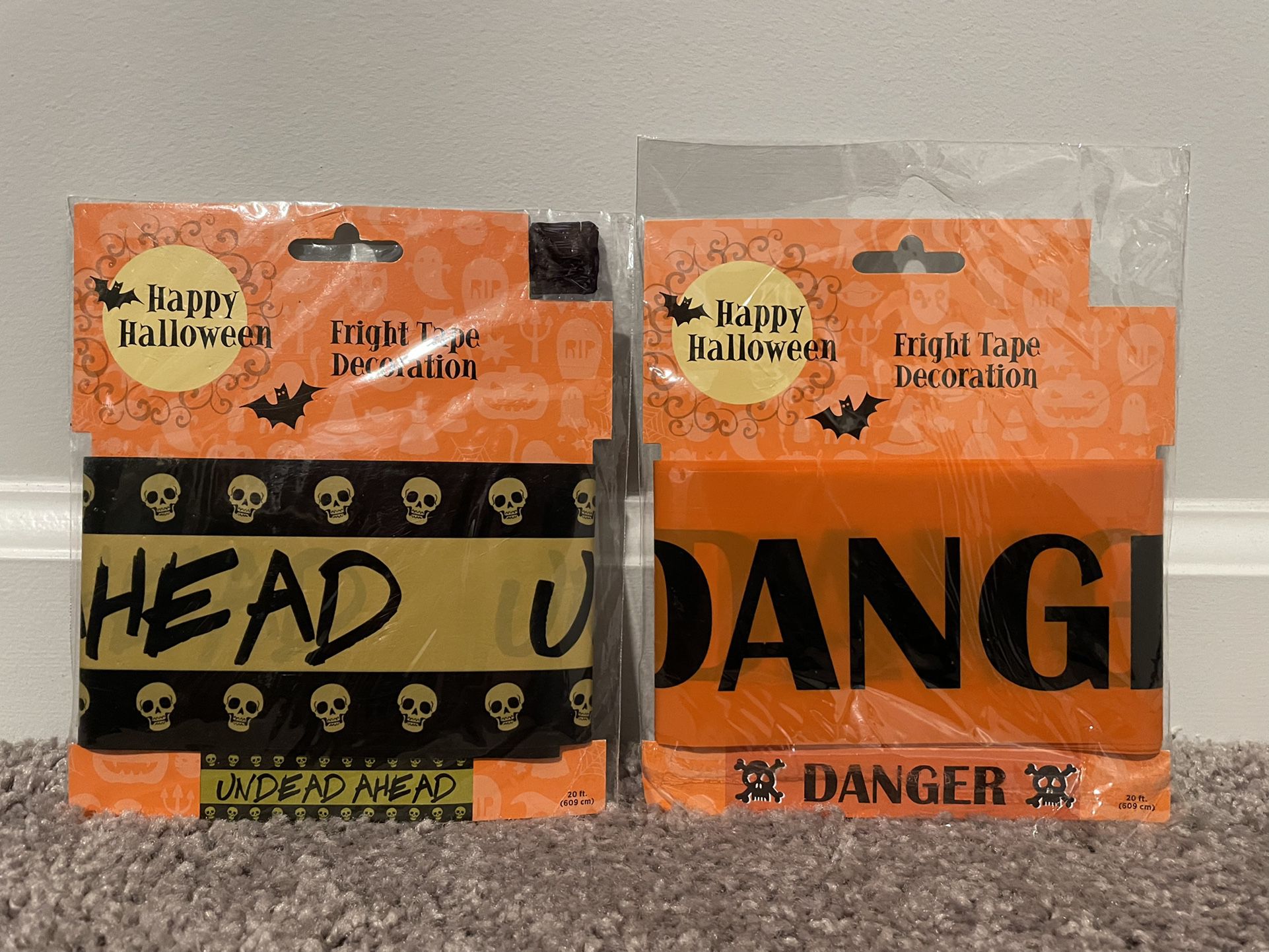 NEW IN PACKAGE “Undead Ahead” and “Danger” Fright Tape Decor