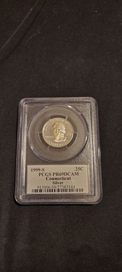 🌳 1999-S PCGS PR69DCAM Connecticut Silver Quarter Certified Proof Coin 🇺🇸