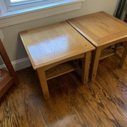 Two Oak End Tables 