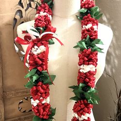 Graduation Lei.  Satin Ribbon & Kukui Nuts.  ALL OCCASIONS 