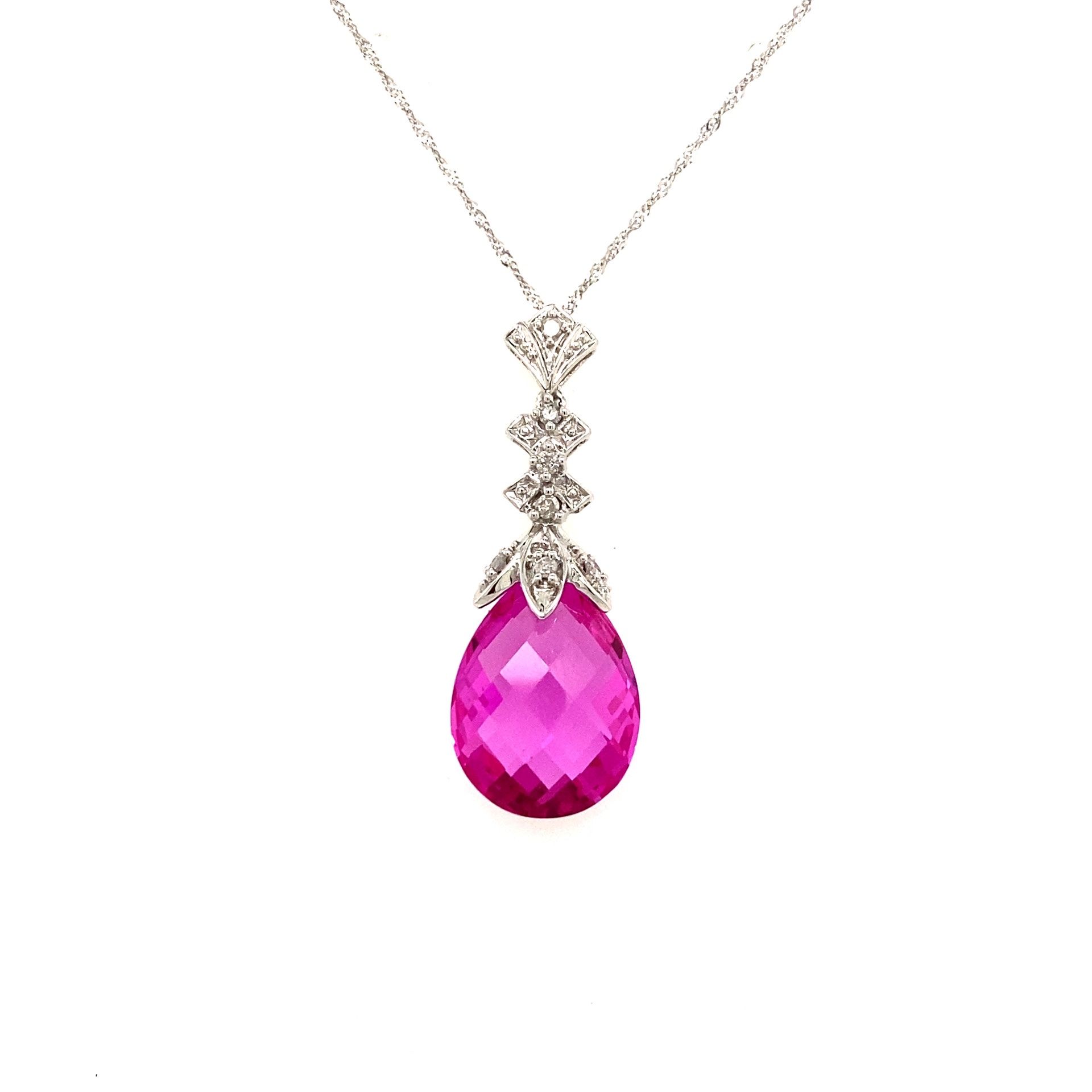 10KT Pink Gemstone/Diamonds Necklace