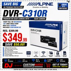 Alpine DVR DVR-C310R Premium HD Dash Camera WiFi Rear View Cam 1080P 🚨 Payment Options Available 🚨 No Credit Needed 🚨