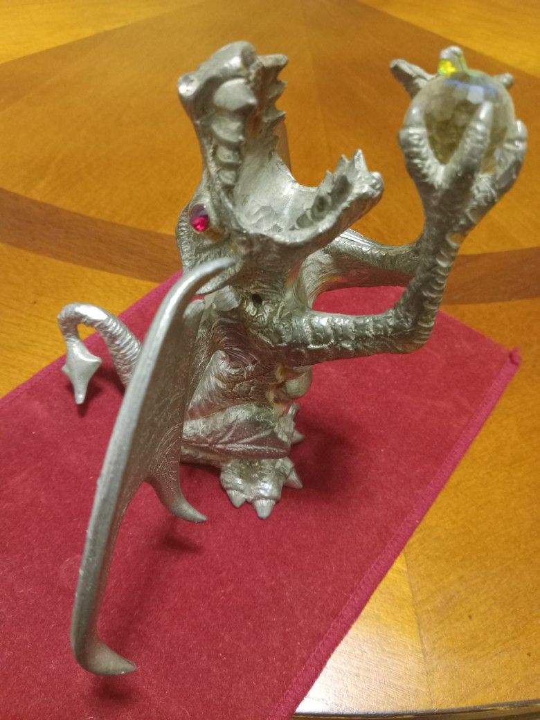 Vintage Pewter Dragon Oil Lamp