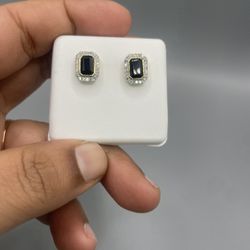 Emerald Onyx 10KT Gold And Diamond Studs