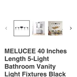 MELUCEE 40 Inches Length 5-Light Bathroom Vanity Light Fixtures Black Industrial Wall Sconce Lighting with Clear Glass Shade


