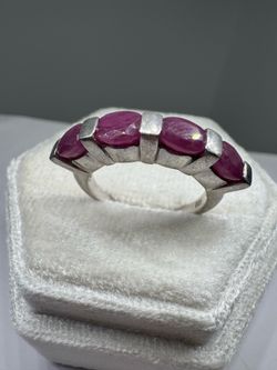 925 Sterling Silver Natural Ruby Ring Size 7 Vintage Genuine Gemstone 4.4g