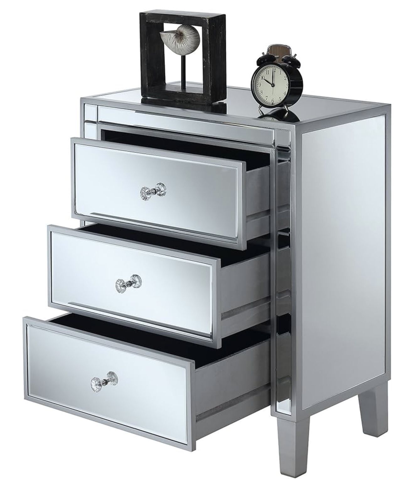 Convenience Concepts Gold Coast - Large side table with 3 cajones, plated / mirror color
