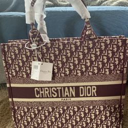 NWT Burgundy Christian Dior Tote