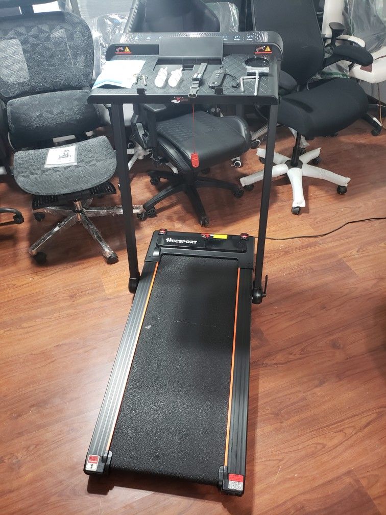 New Hccsport Treadmill W/ Incline, 3 in 1 Under Desk Treadmill Walking Pad W/ Removable Desk Workstation 3.5HP Foldable Compact Walking Treadmills for