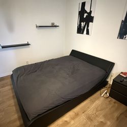 Queen Bed Frame Black Leather