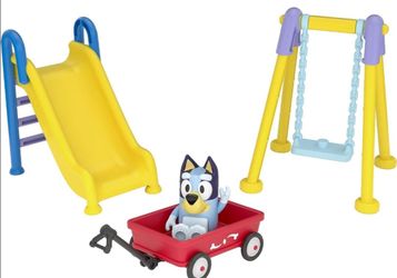 Bluey Park Playset 2.5" Figure, Wagon, Swing Set, and Slide