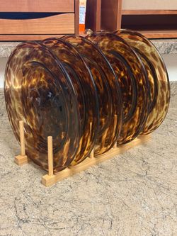 1980s Tortoise Shell Design Hand Blown Glass Plate