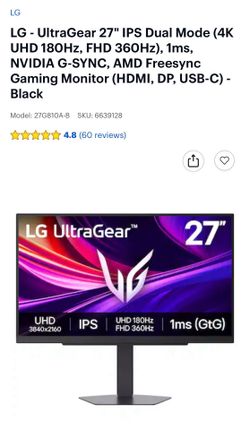4K 27” LG Monitor (1080p dual mode)
