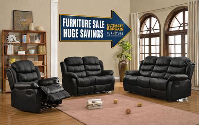 Black Manual Reclining Living Room Set